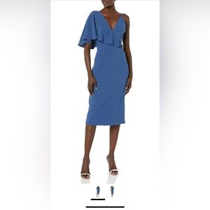 Dress the Population- Plunging Midi Sheath Dress